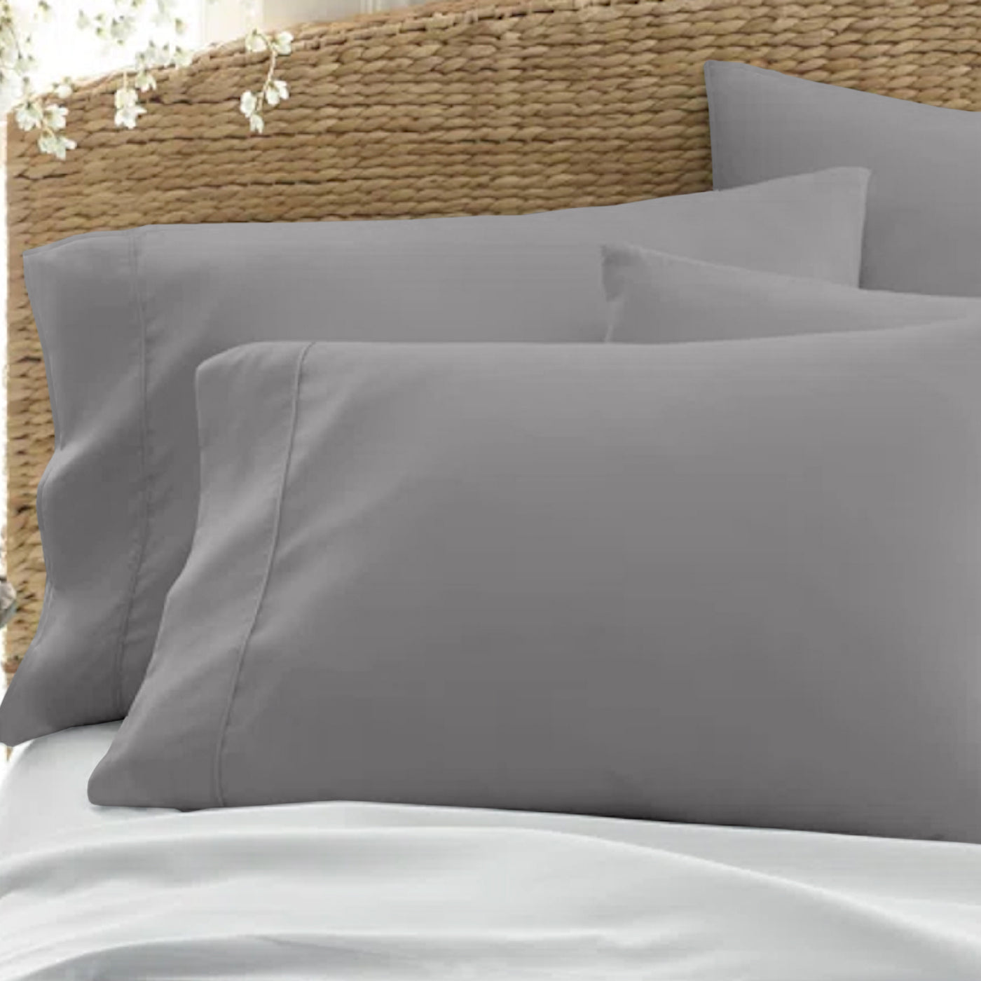 Set Of 2 - 300 TC Egyptian Cotton Pillow Covers - Silver