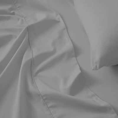 300 TC Egyptian Cotton 3 Piece Solid Flat Bed Sheet - Silver