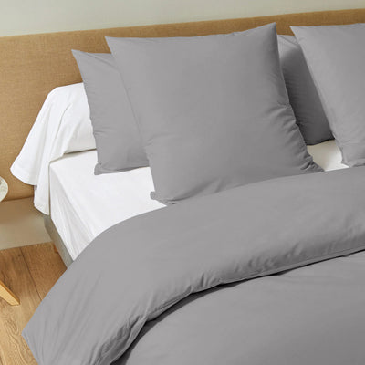 Solid 300 TC Egyptian Cotton Duvet Cover Set - Silver