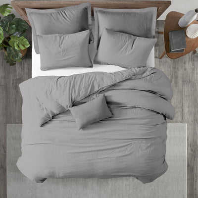 150 TC Pure Cotton 3 Pc Duvet Cover Set - Bedding Basics Collection - Silver