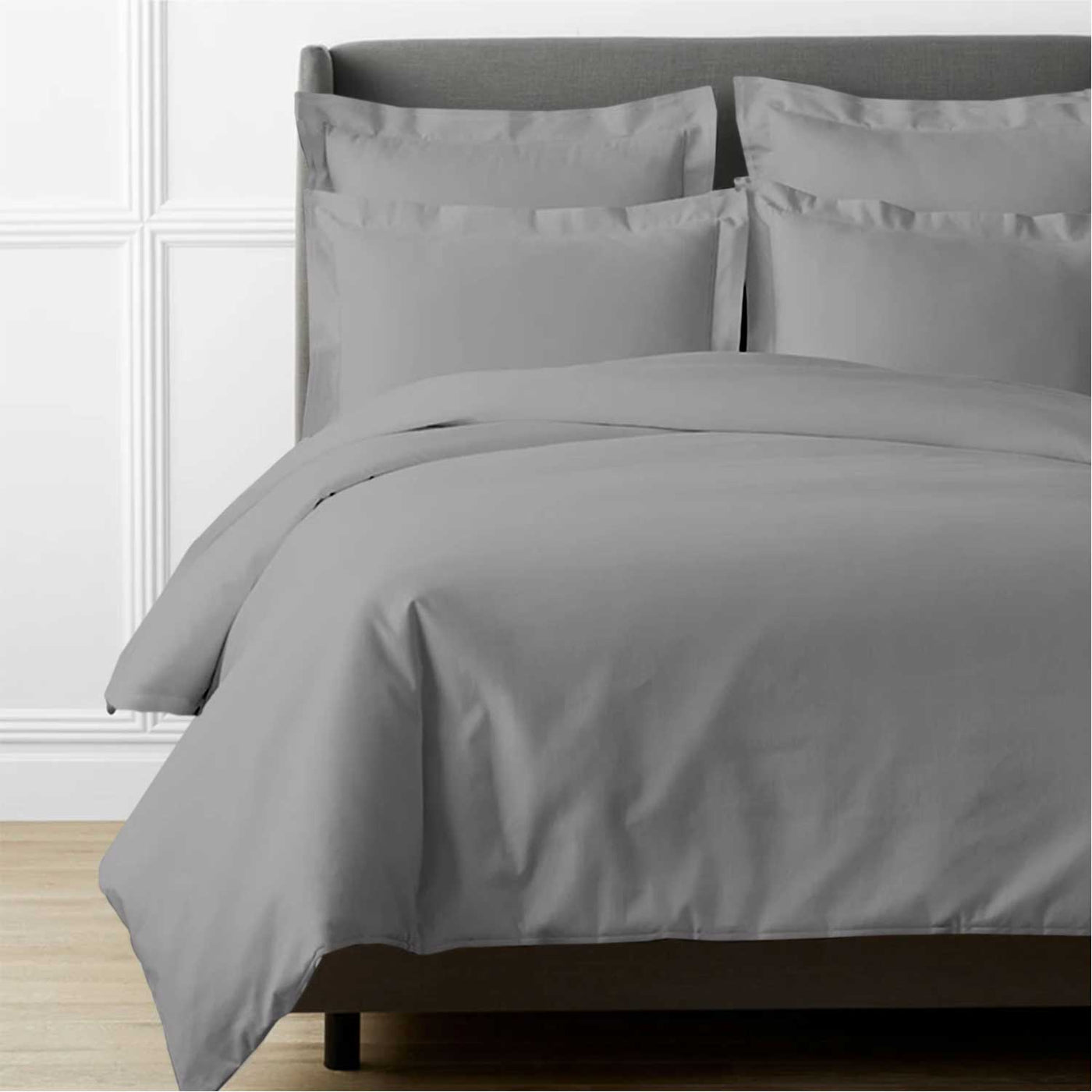 150 TC Pure Cotton 3 Pc Duvet Cover Set - Bedding Basics Collection - Silver