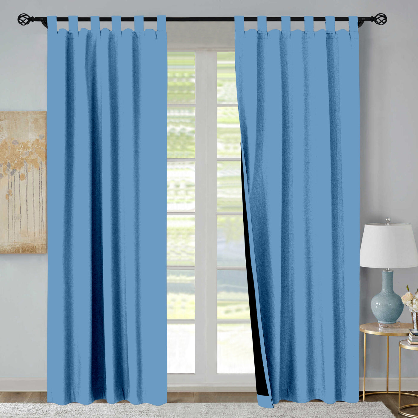 Tab Top 100% Blackout Curtain 1 Piece - Sky Blue