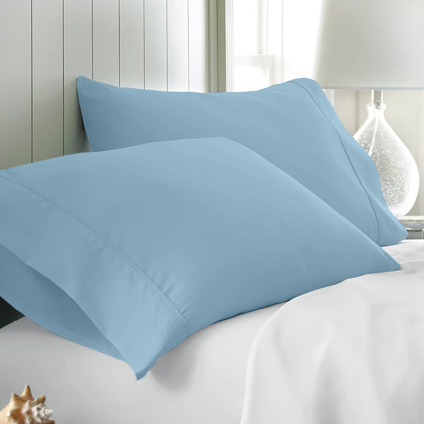 Set Of 2 - 300 TC Egyptian Cotton Pillow Covers - Sky Blue