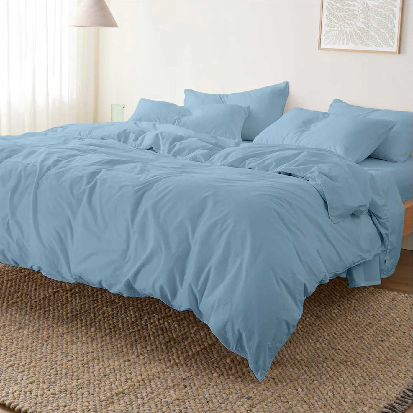 Solid 300 TC Egyptian Cotton Duvet Cover Set - Sky Blue