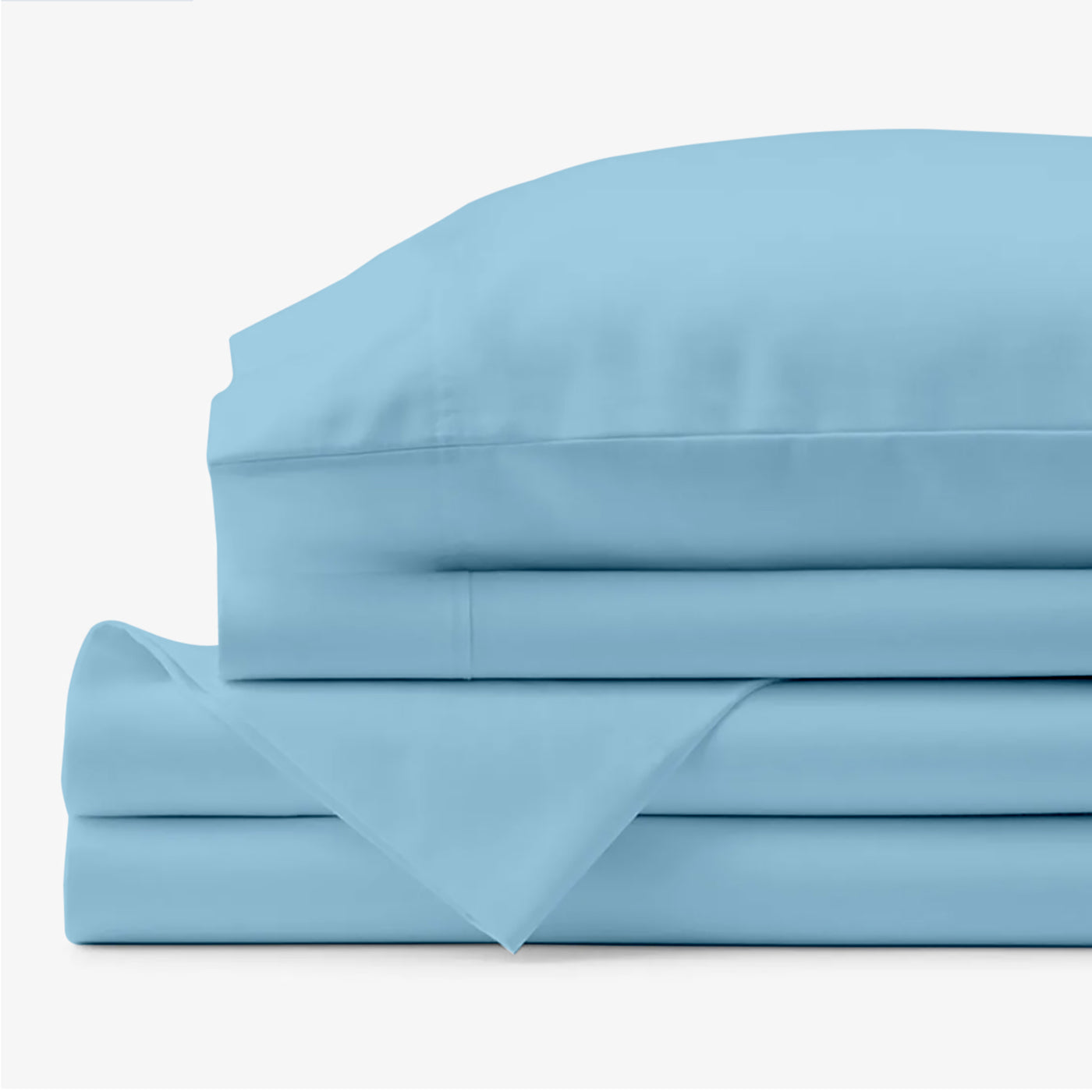 150 TC Pure Cotton 3 Pc Fitted Bed Sheet Set - Bedding Basics Collection - Sky Blue