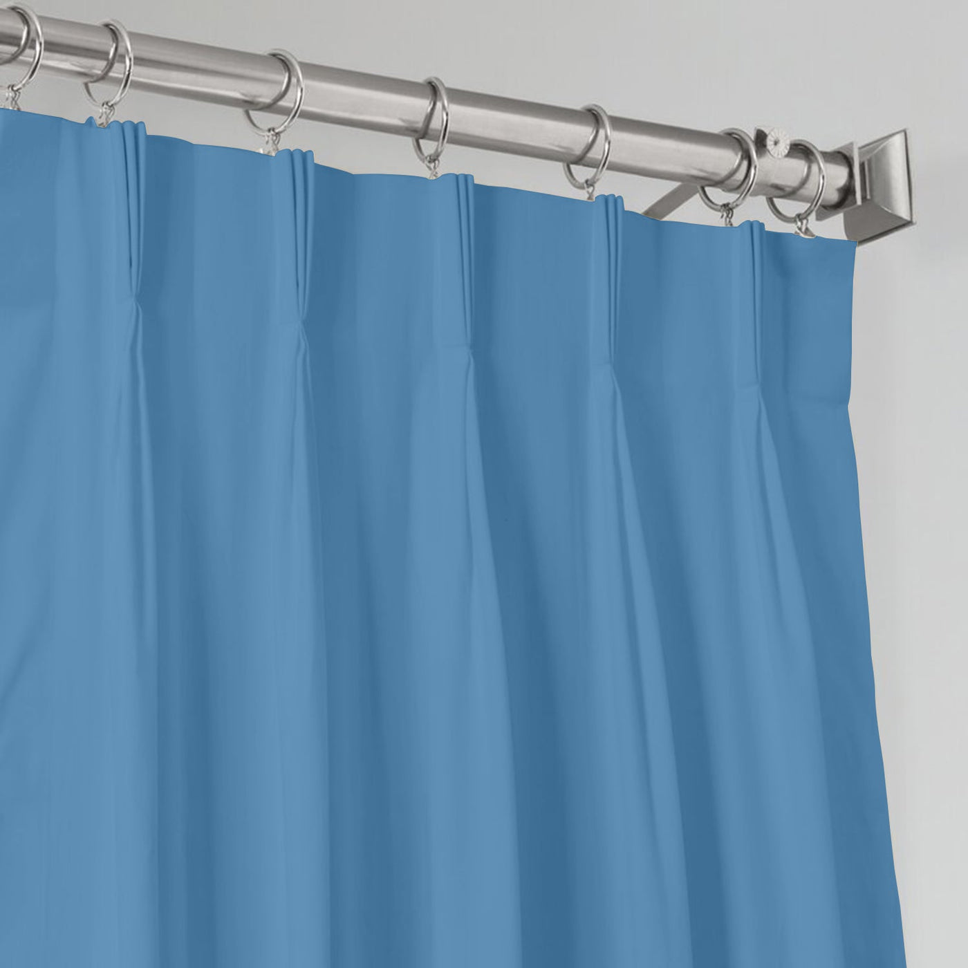 Triple Pinch Pleat 100% Blackout Curtain 1 Piece - Sky Blue