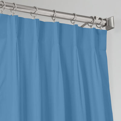 Triple Pinch Pleat 100% Blackout Curtain 1 Piece - Sky Blue