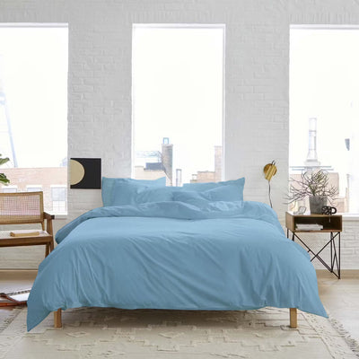 Solid 300 TC Egyptian Cotton Duvet Cover Set - Sky Blue