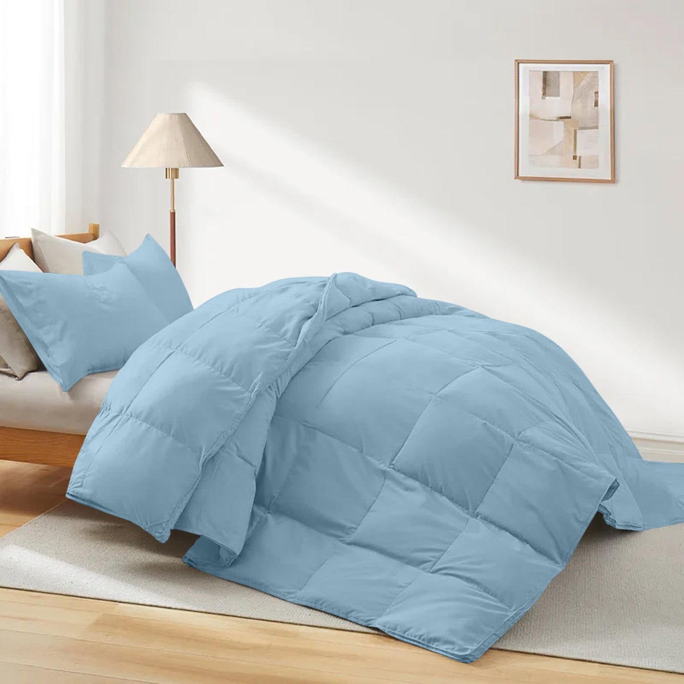 Down Alternative Quilt With Microfiber Fill & 300 TC Egyptian Cotton Exterior - Sky Blue