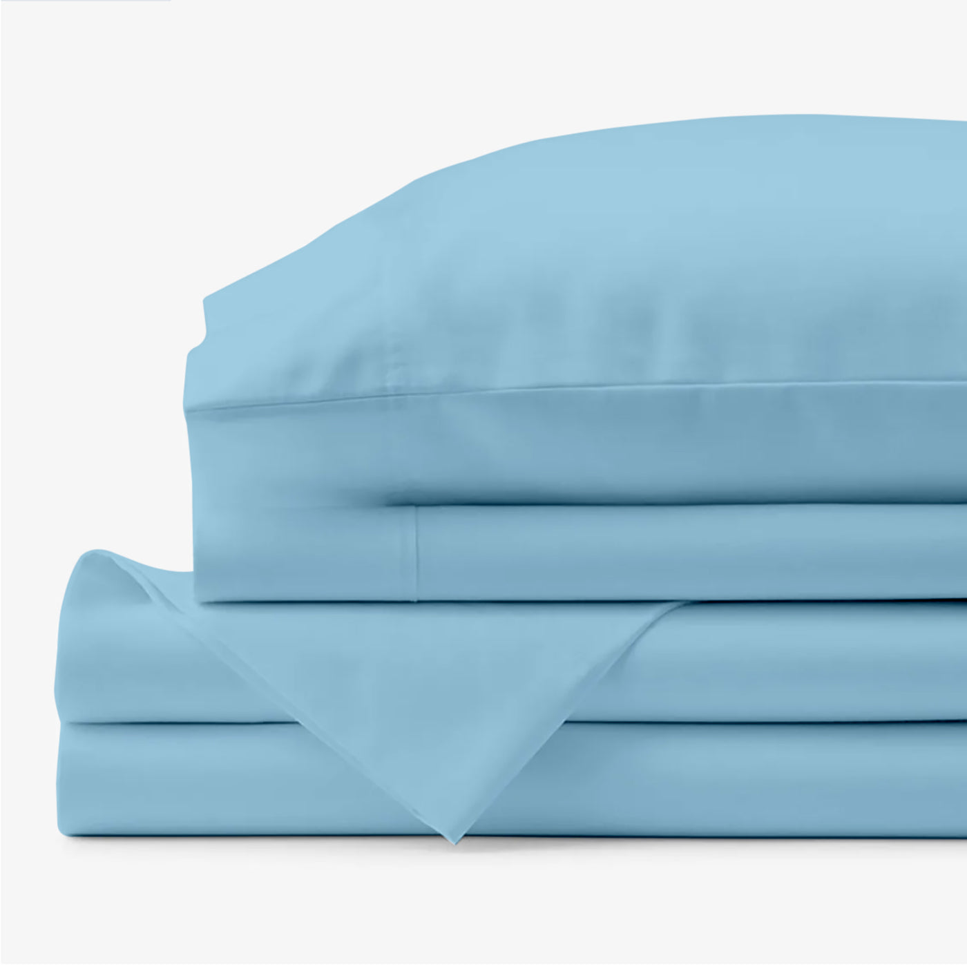 150 TC Pure Cotton 3 Pc Flat Bed Sheet Set - Bedding Basics Collection - Sky Blue