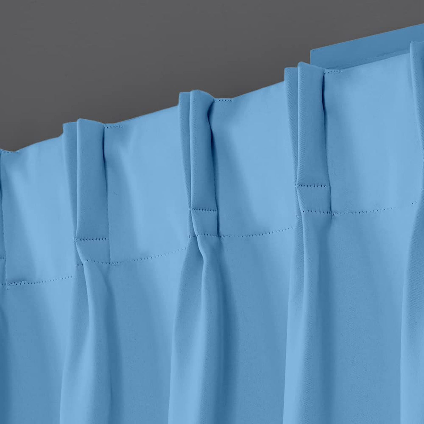 Double Pinch Pleat 100% Blackout Curtain 1 Piece - Sky Blue