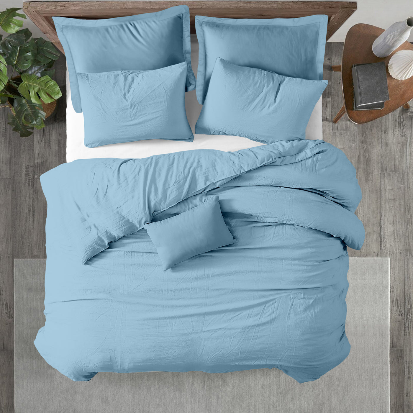 150 TC Pure Cotton 3 Pc Duvet Cover Set - Bedding Basics Collection - Sky Blue