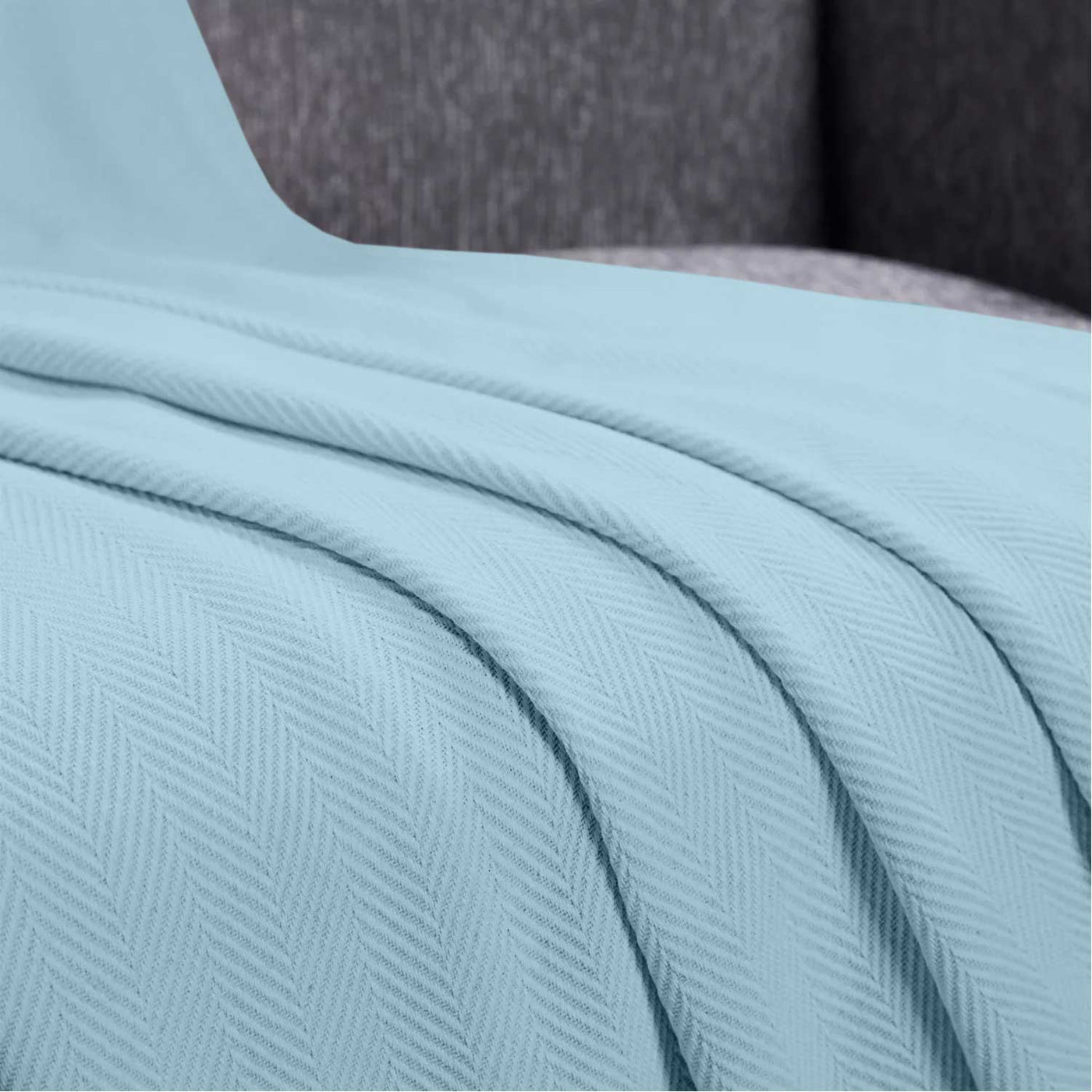 Herringbone Weave Handwoven Blanket - Sky Blue