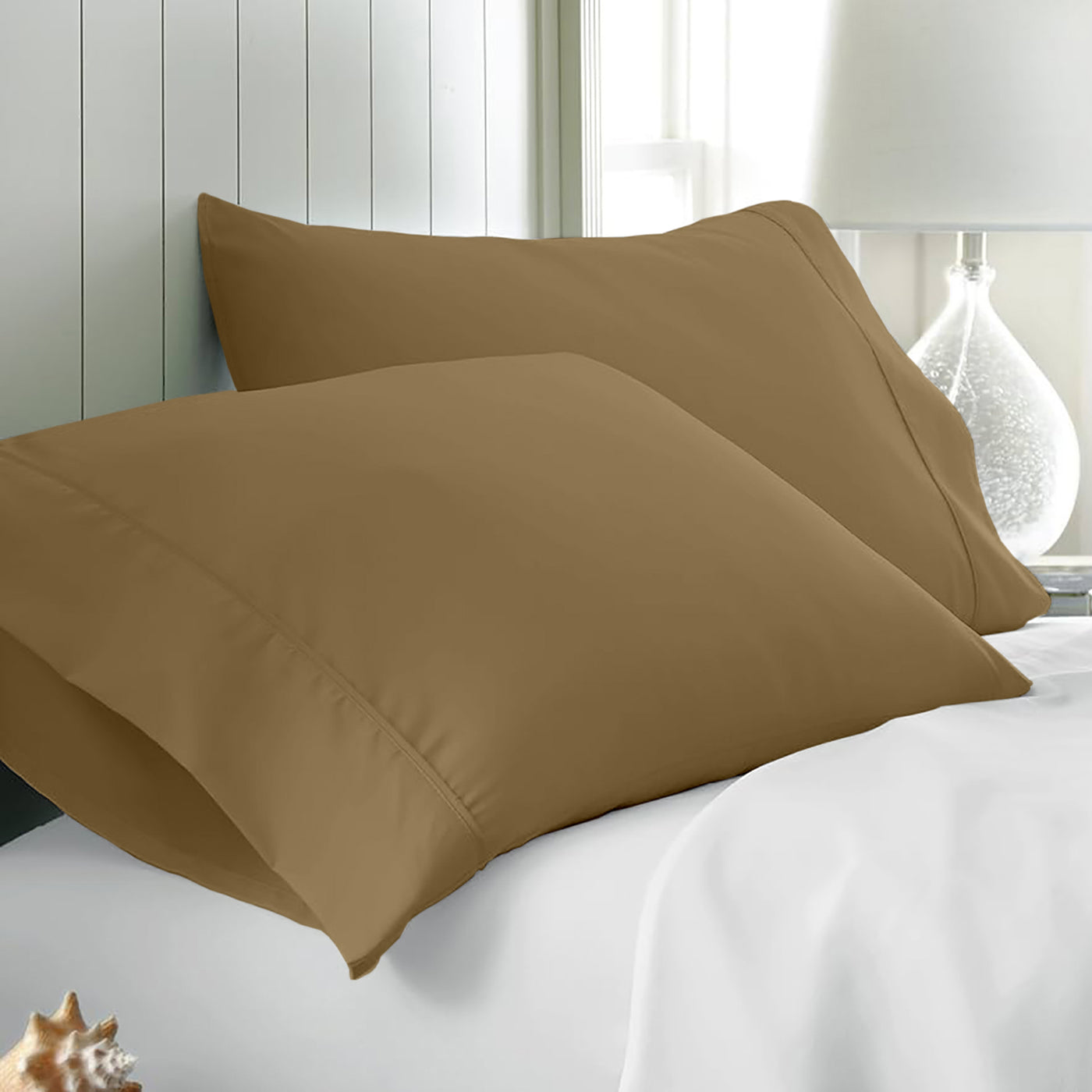 Set Of 2 - 300 TC Egyptian Cotton Pillow Covers - Taupe