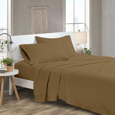 300 TC Egyptian Cotton 3 Piece Solid Flat Bed Sheet - Taupe