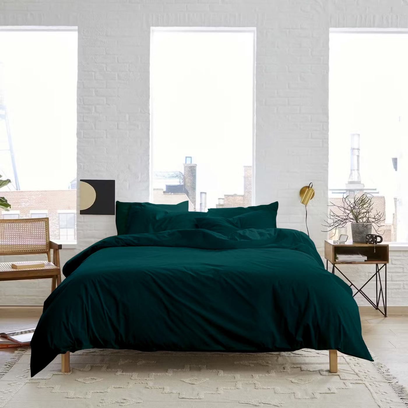 Solid 300 TC Egyptian Cotton Duvet Cover Set - Teal