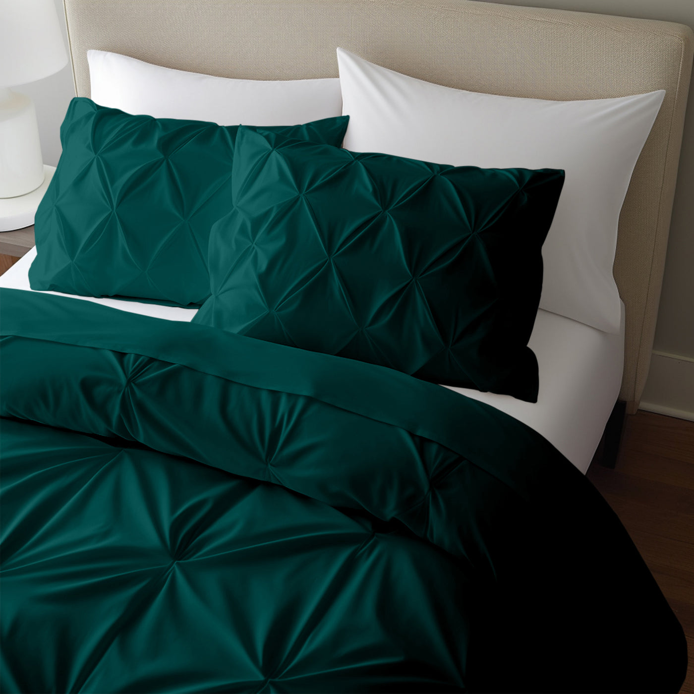 Pinch Pleated 300 TC Egyptian Cotton Duvet Cover Set - Teal