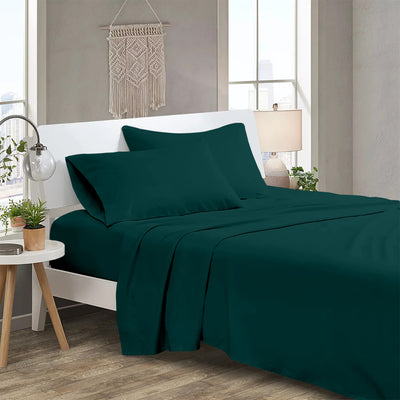 300 TC Egyptian Cotton 3 Piece Solid Flat Bed Sheet - Teal