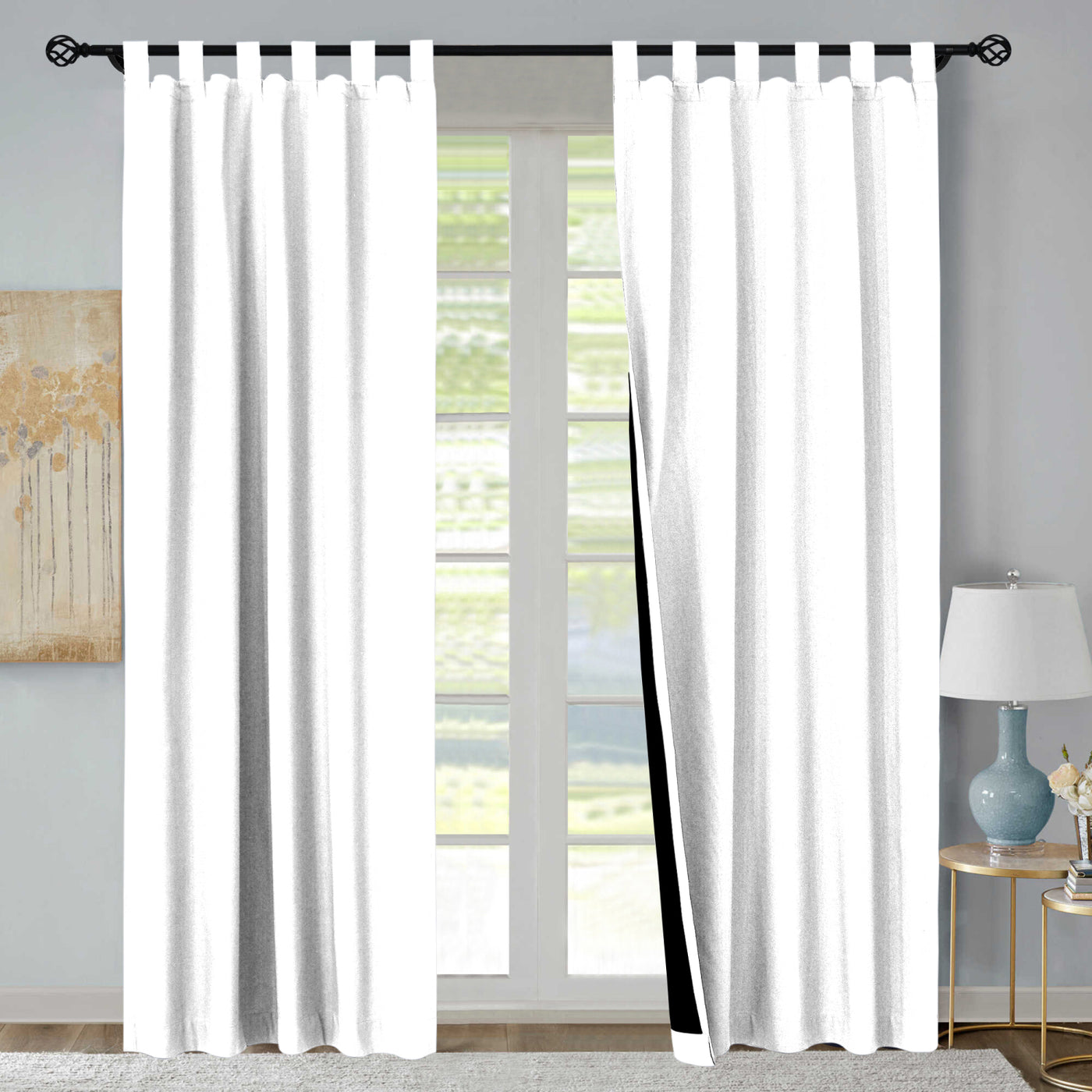 Tab Top 100% Blackout Curtain 1 Piece - White