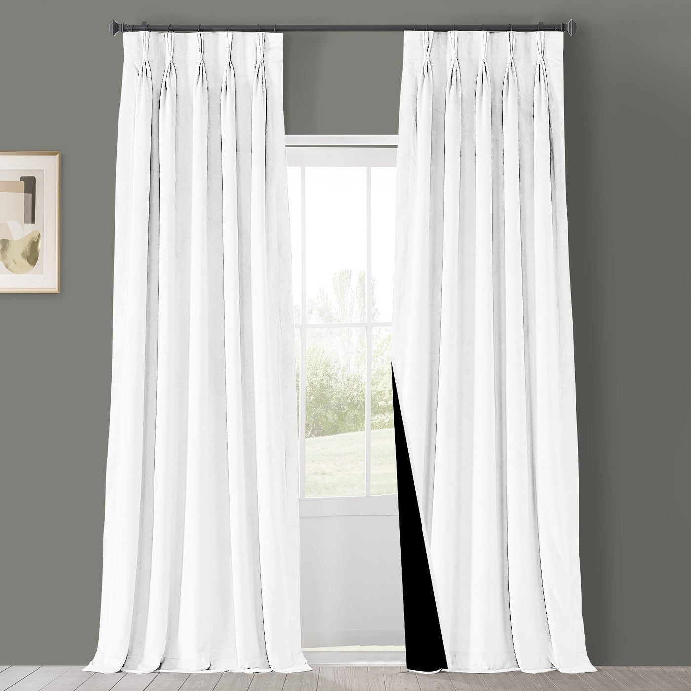 Triple Pinch Pleat 100% Blackout Curtain 1 Piece - White