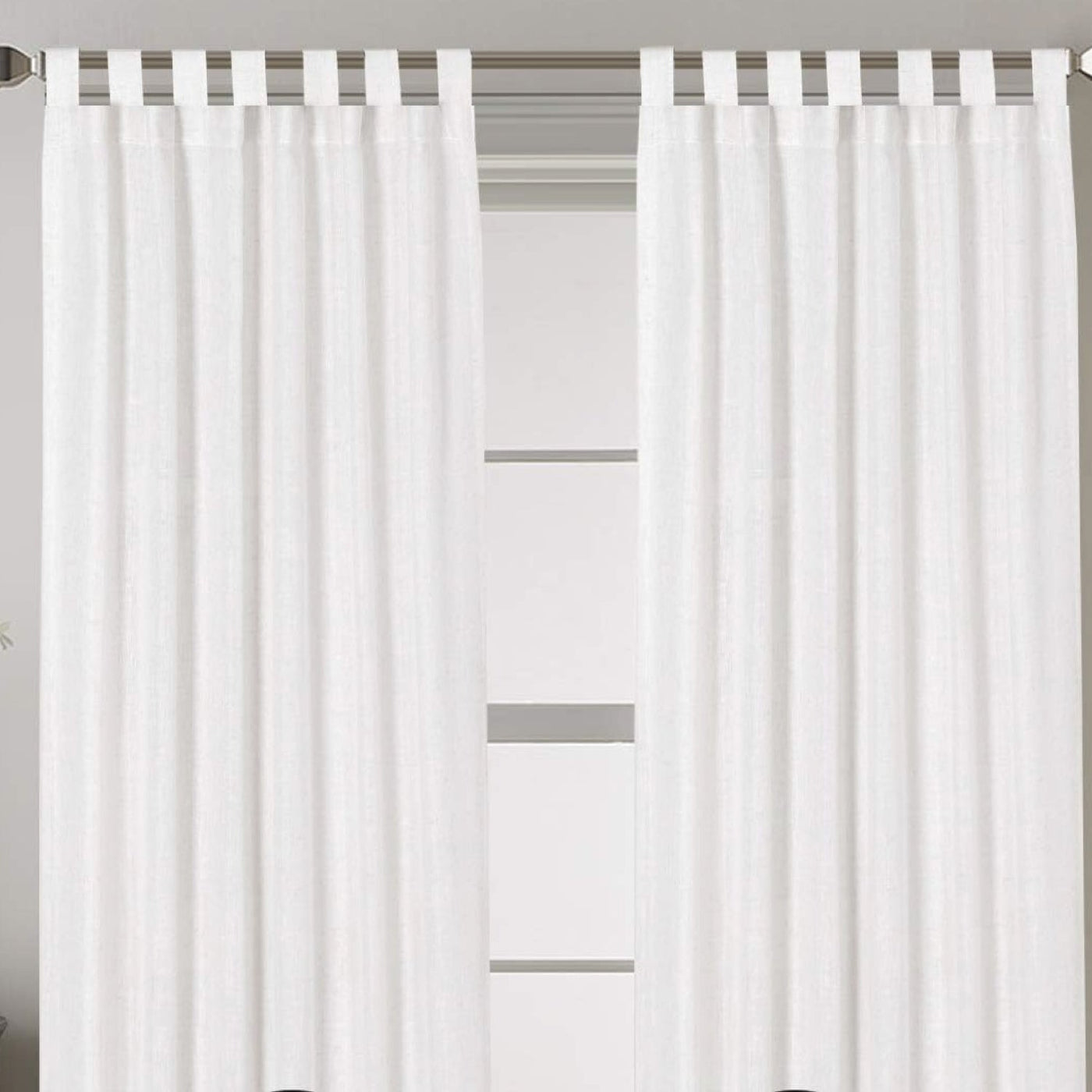 Tab Top Semi-Blackout Curtain 1 Piece - White