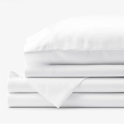 150 TC Pure Cotton 3 Pc Fitted Bed Sheet Set - Bedding Basics Collection - White
