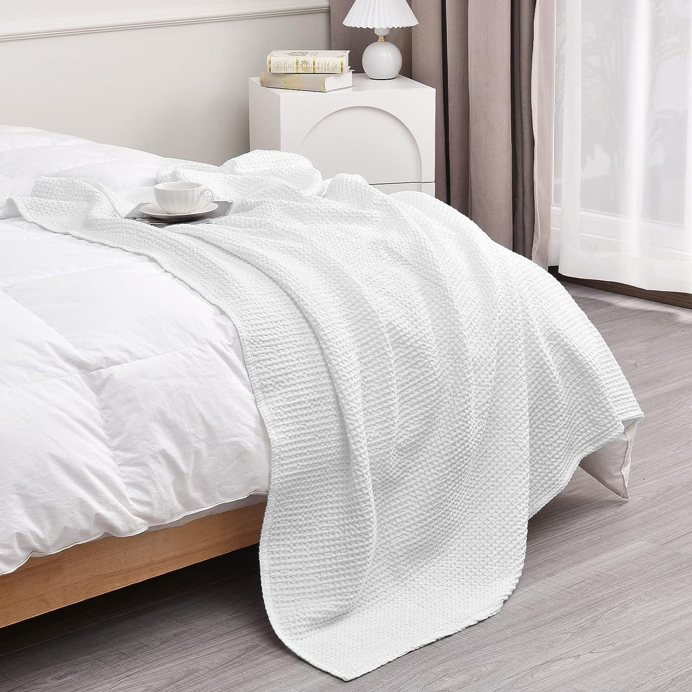 Buy Waffle Weave Cotton Throw Blanket White Online at Kotton