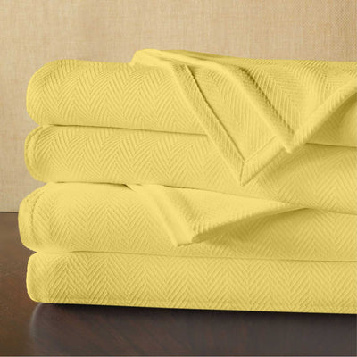 Herringbone Weave Handwoven Blanket - Mustard Yellow