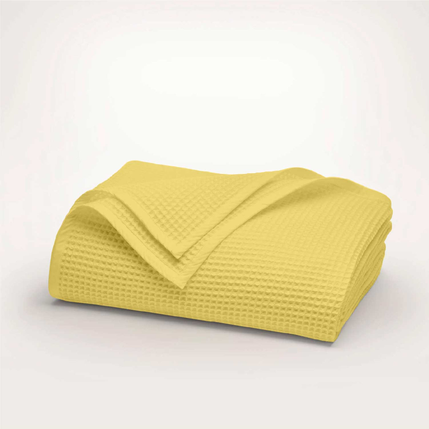 Waffle Weave Cotton Throw Blanket - Mustard Yellow