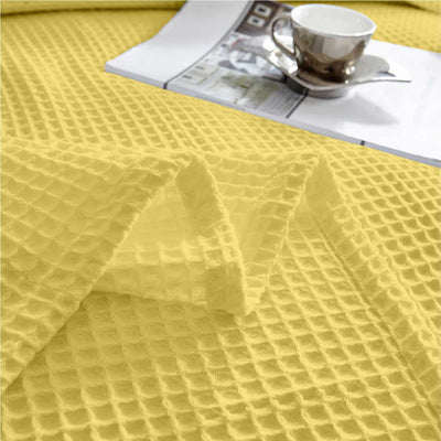 Waffle Weave Cotton Throw Blanket - Mustard Yellow