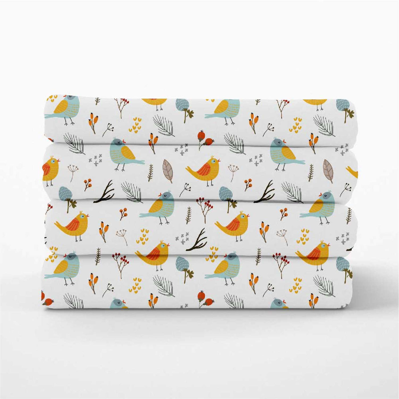 Printed 300 TC Egyptian Cotton 3 Piece Flat Bed Sheet - Forest Birds