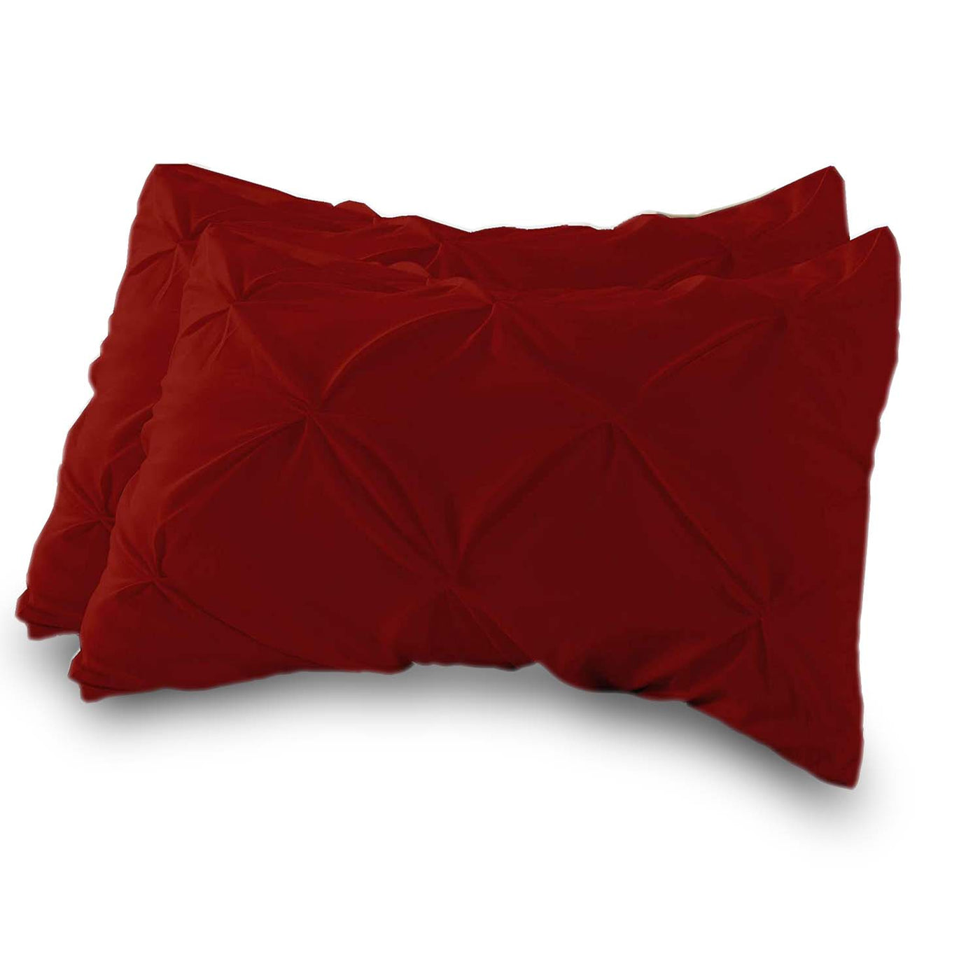 Set Of 2 - 300 TC Egyptian Cotton Pinch Pleated Pillow Covers - Burgundy