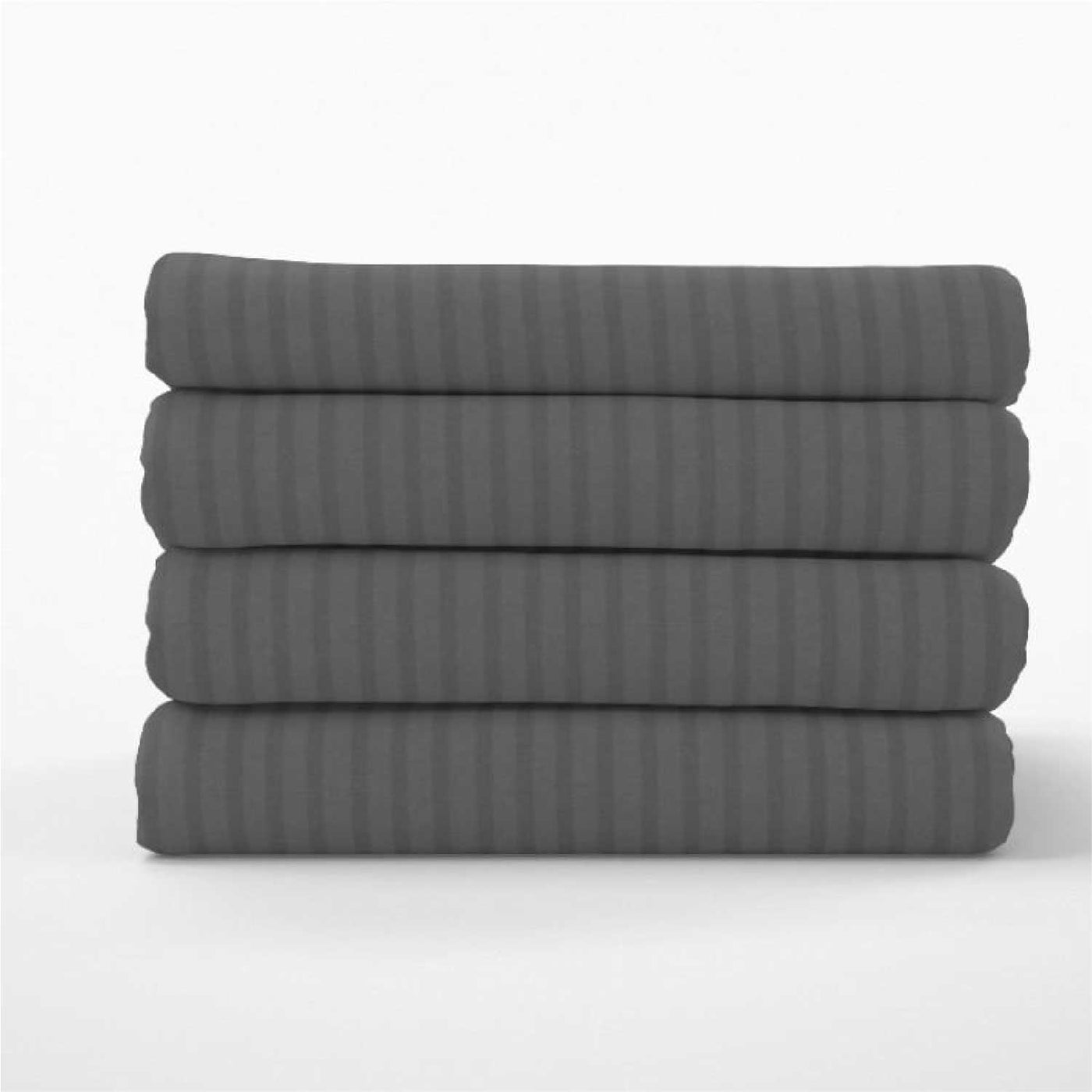 300 TC Egyptian Cotton 3 Piece Striped Flat Bed Sheet - Grey