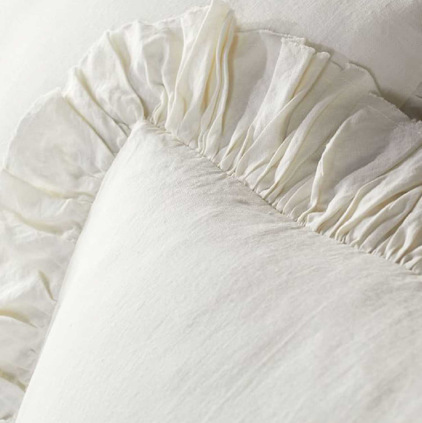 Set Of 2 - 300 TC Egyptian Cotton Ruffled Pillow Covers - Ivory