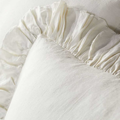 Set Of 2 - 300 TC Egyptian Cotton Ruffled Pillow Covers - Ivory