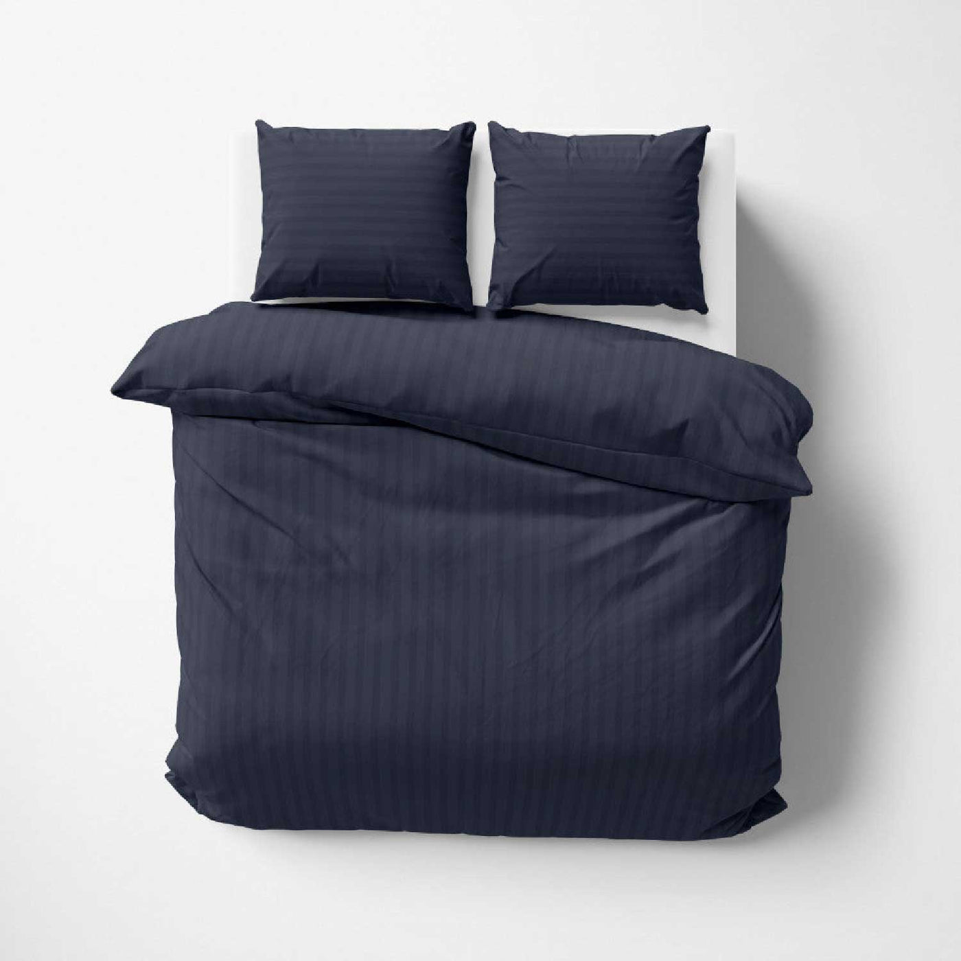 Striped 300 TC Egyptian Cotton Duvet Cover Set - Navy Blue