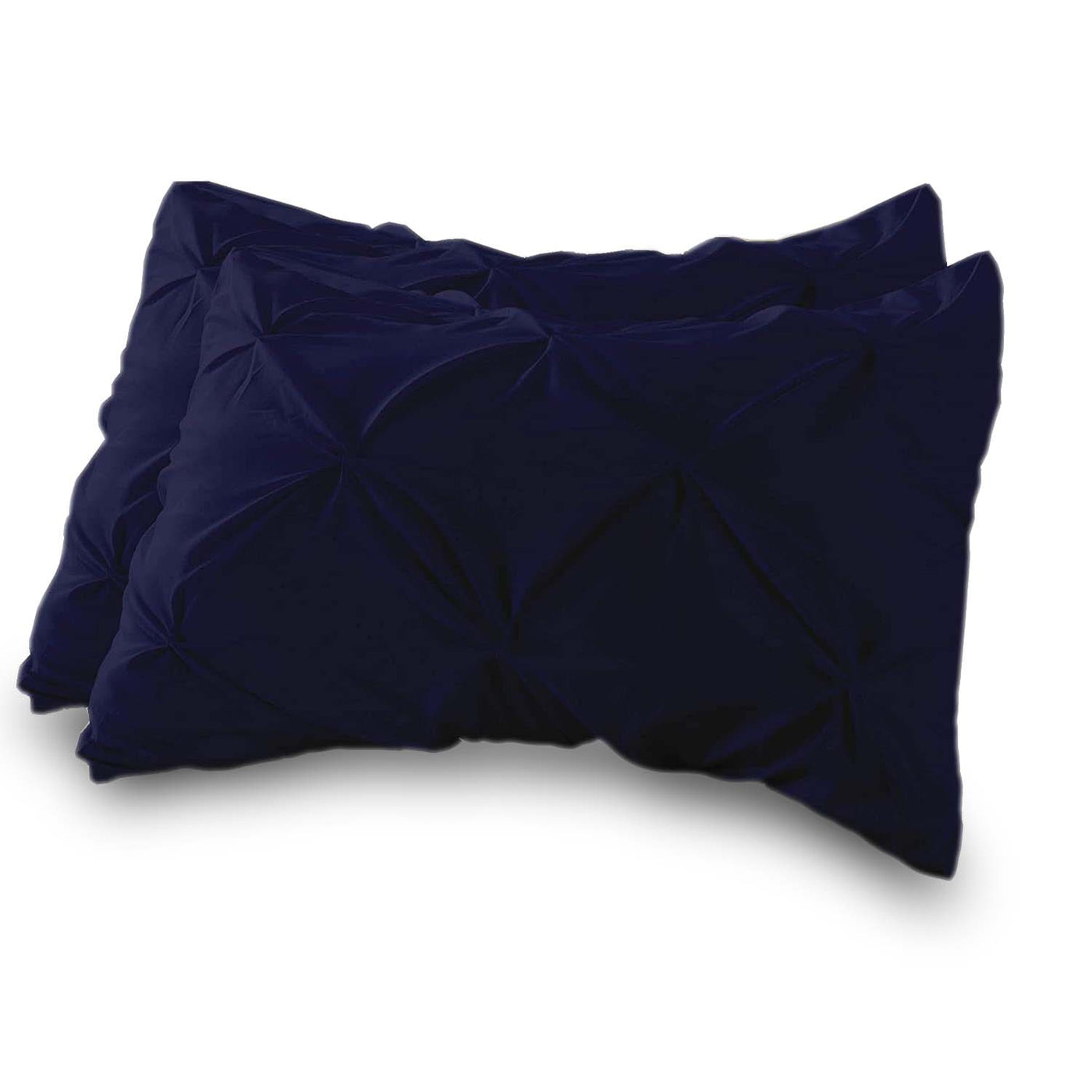 Set Of 2 - 300 TC Egyptian Cotton Pinch Pleated Pillow Covers - Navy Blue