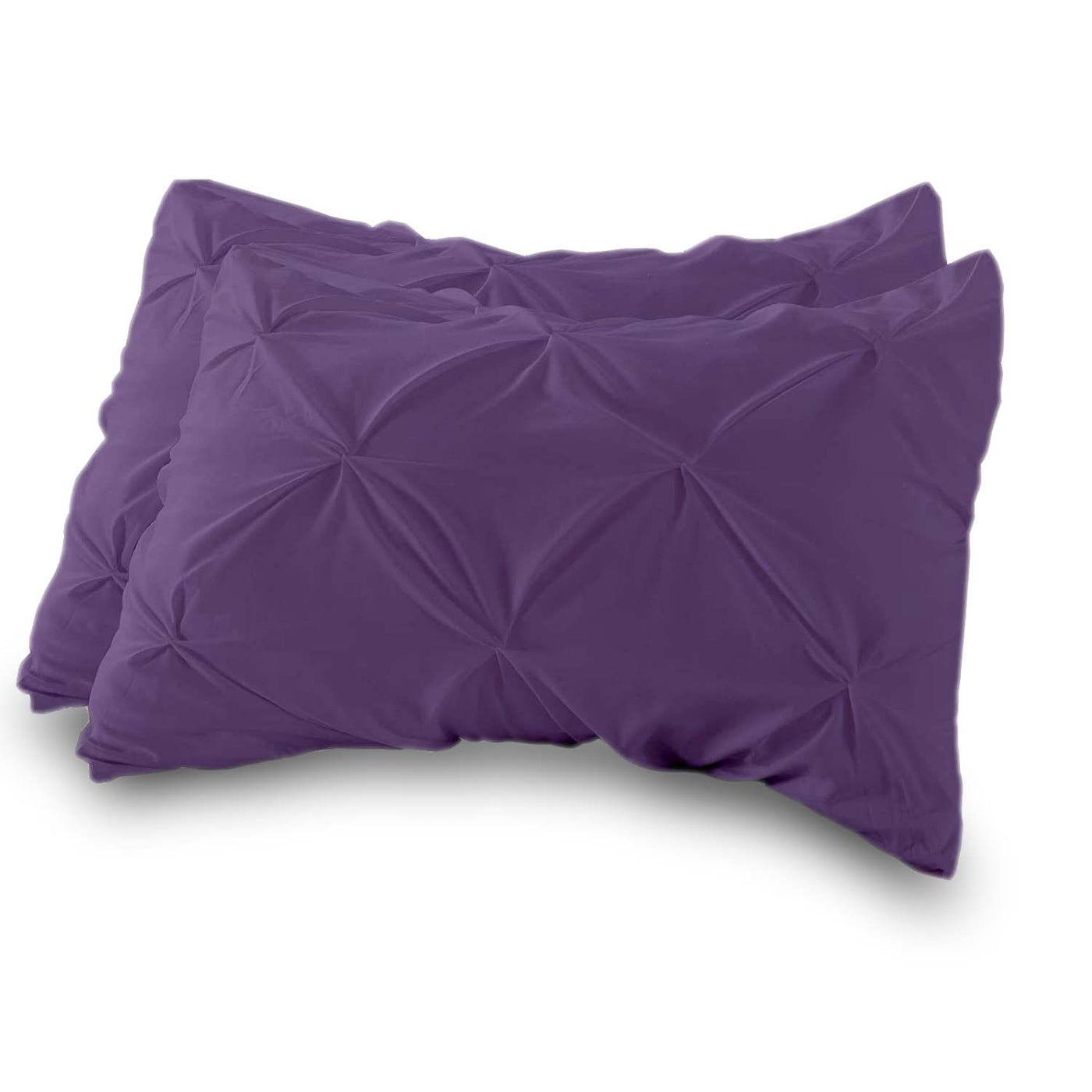 Set Of 2 - 300 TC Egyptian Cotton Pinch Pleated Pillow Covers - Plum