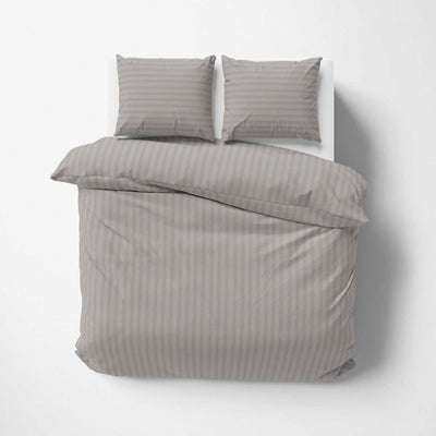 Striped 300 TC Egyptian Cotton Duvet Cover Set - Silver