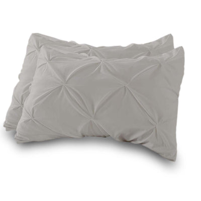 Set Of 2 - 300 TC Egyptian Cotton Pinch Pleated Pillow Covers - Silver