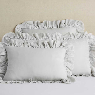 Set Of 2 - 300 TC Egyptian Cotton Ruffled Pillow Covers - Silver