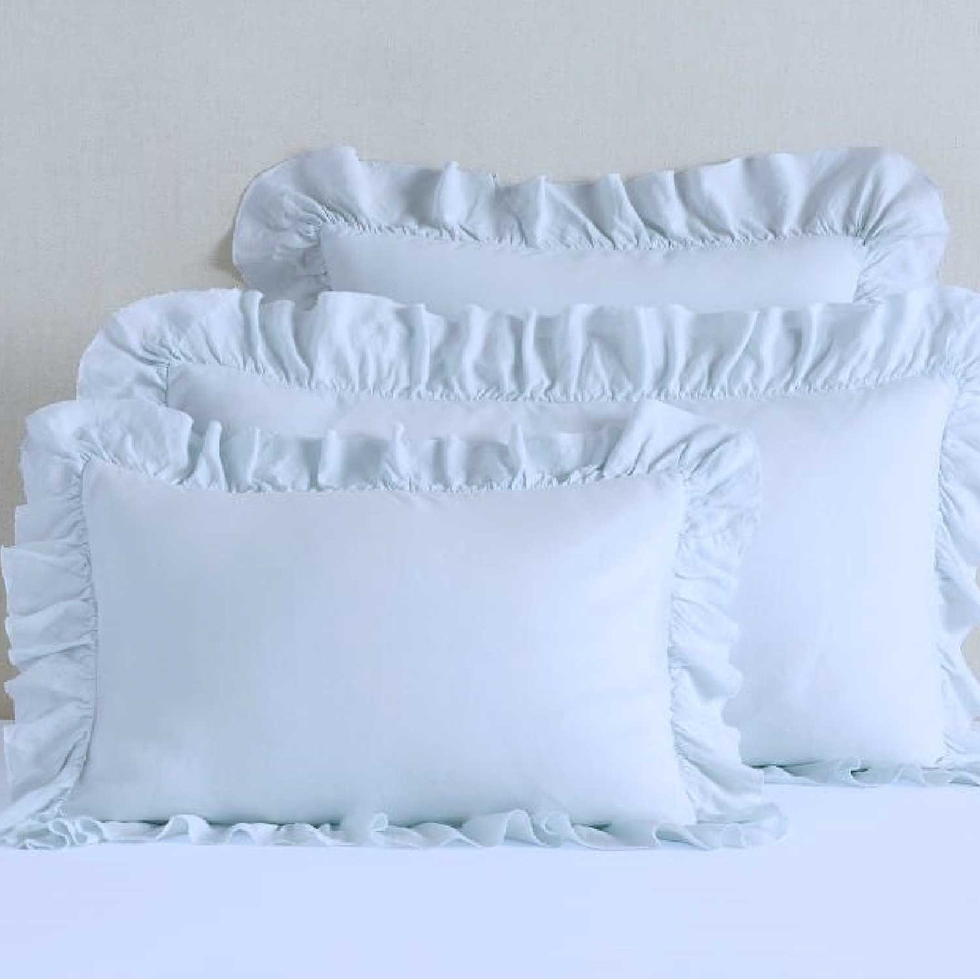 Set Of 2 - 300 TC Egyptian Cotton Ruffled Pillow Covers - Sky Blue