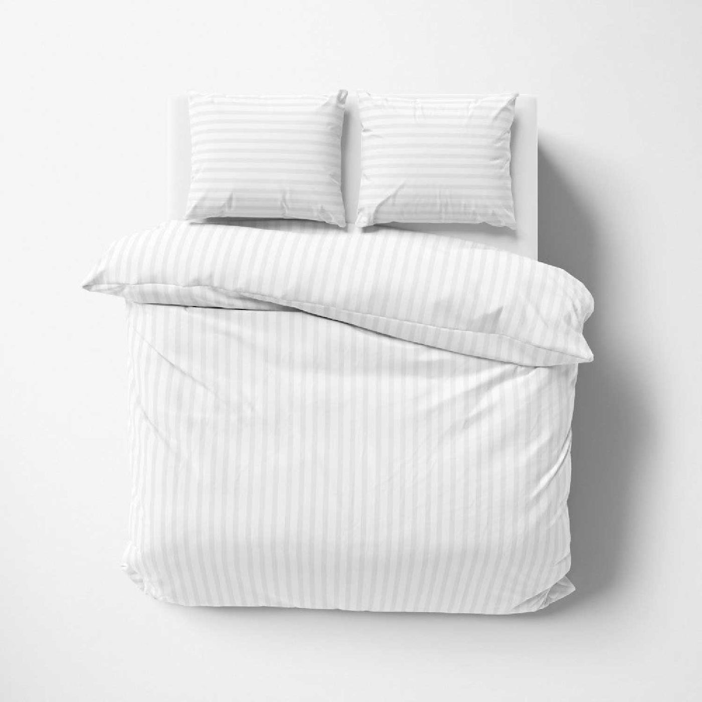 Striped 300 TC Egyptian Cotton Duvet Cover Set - White