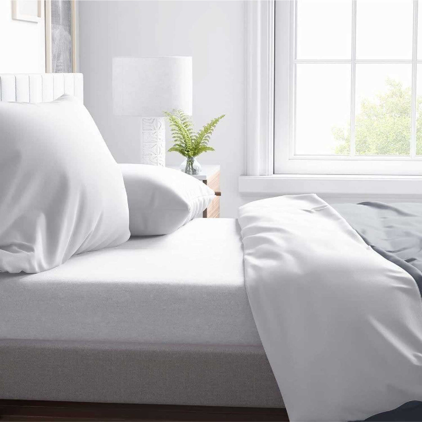 300 TC Egyptian Cotton Fitted Bed Sheet Set - White