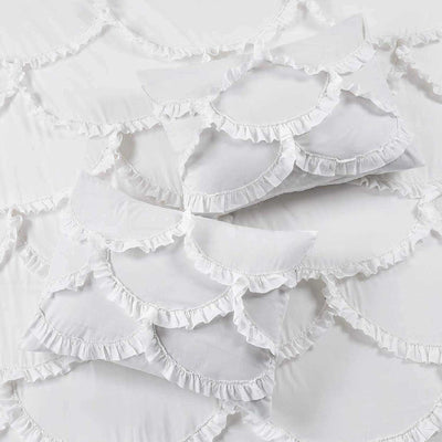 Sirena Shabby Chic 300 TC Egyptian Cotton Duvet Cover Set - White