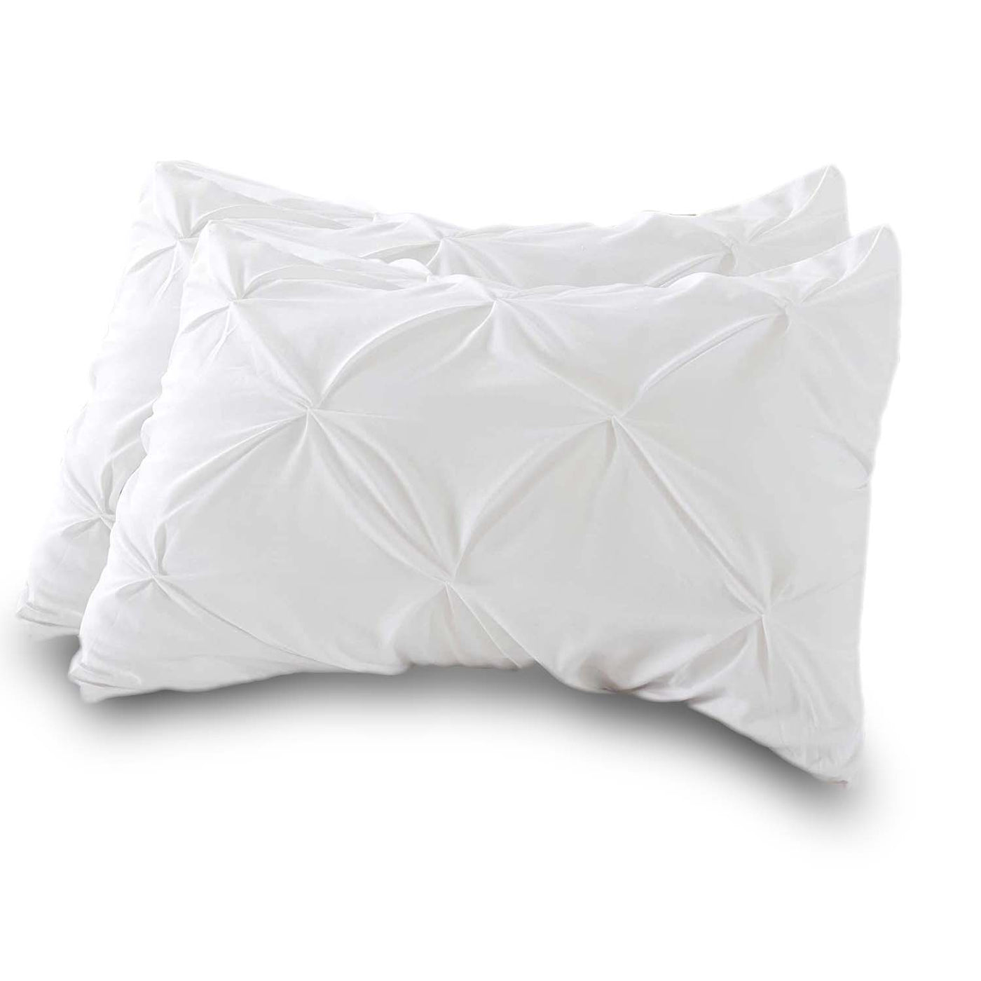 Set Of 2 - 300 TC Egyptian Cotton Pinch Pleated Pillow Covers - White