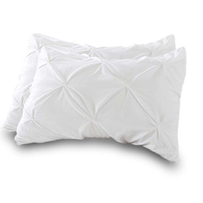 Set Of 2 - 300 TC Egyptian Cotton Pinch Pleated Pillow Covers - White