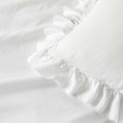 Set Of 2 - 300 TC Egyptian Cotton Ruffled Pillow Covers - White